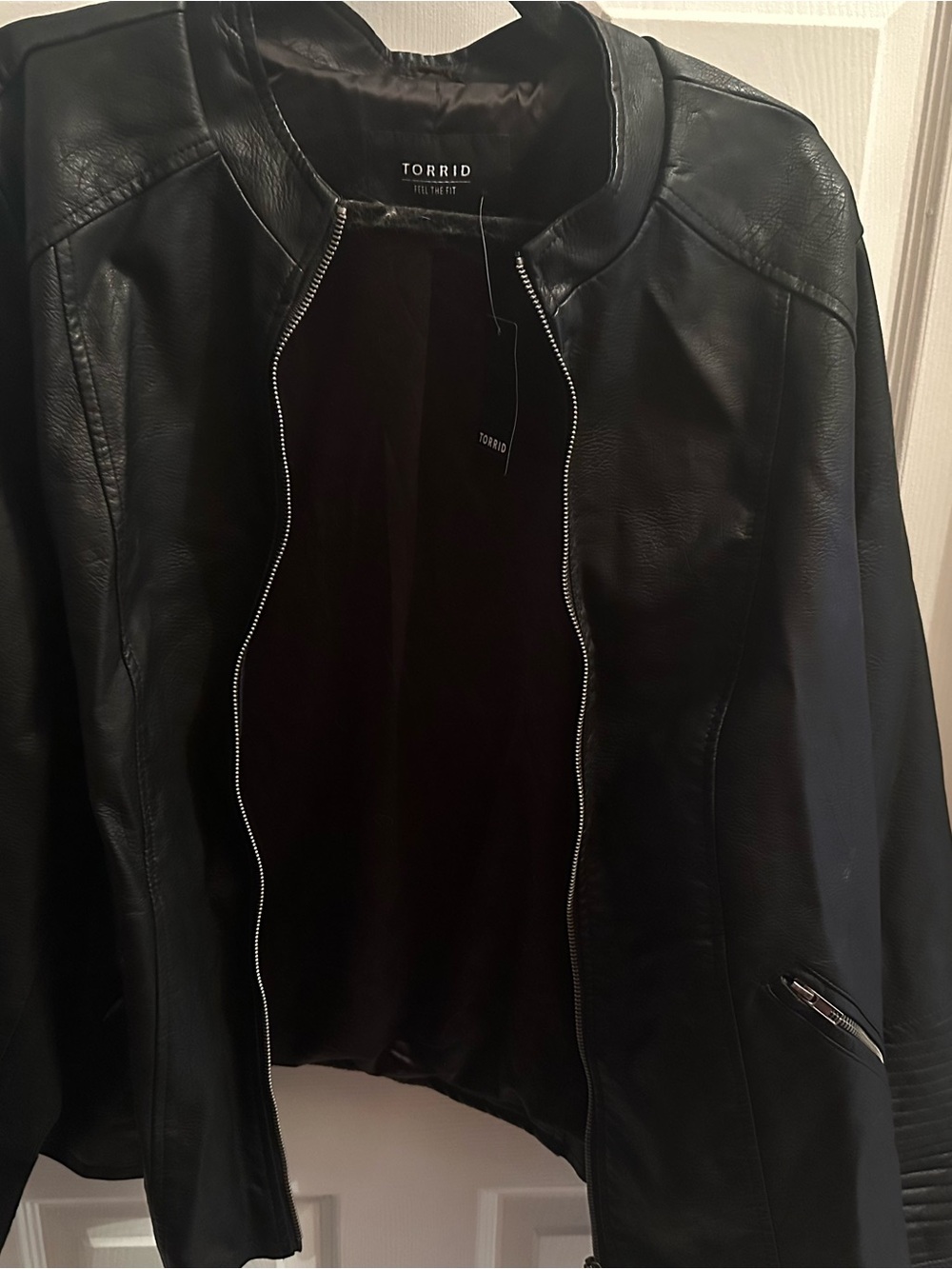 torrid Black Faux Leather Moto Jacket with Zip Details